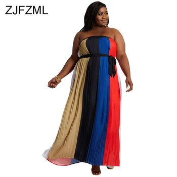 Nuo Peties Elegantiškas Bohemijos Suknelė Moterims Stebėjimo Vertikaliai Dryžuotas Atostogų Suknelės Mados Plisuotos Plus Size Vestidos