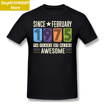 Nuostabus Nuo 1975 m. vasario 46 Metų Gimtadienio Dovana Marškinėliai Camisetas didelio Dydžio, O-kaklo Medvilnės, trumpomis Rankovėmis Marškinėlius