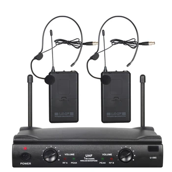 O UHF Bevielio Mikrofono Sistema Professional 2 Kanalų Mikrofonas Sistema, 2 Mikrofonus 1 Belaidis Imtuvas