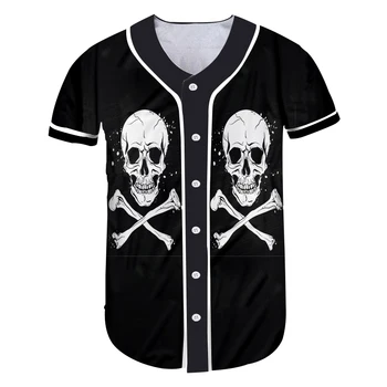 OGKB Mens Mygtukai Undershirt Homme 3d Spausdinimo Skeleto Kaulų T-shirts Streetwear Marškinėliai, Hip-Hop Užsakymą Beisbolo 5xl