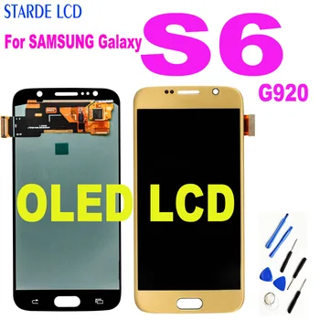 OLED LCD Ekranas SAMSUNG Galaxy S6 G920 SM-G920F G920F G920FD LCD Ekranas Jutiklinis Ekranas skaitmeninis keitiklis Asamblėjos Pakeitimo Dalis