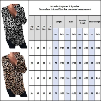 Olis Ponios Viršūnes Palaidinės Mygtuką Rudenį Leopardas Spausdinti Moterims Palaidinės, Marškinėliai Ilgomis Rankovėmis Darbo Drabužiai Moterų Marškiniai D30