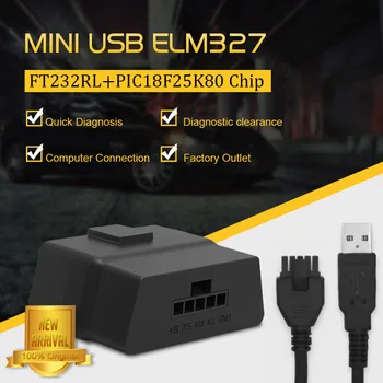 Originalus ELM327 USB V1.5 V07HU PIC18f25k80 + FT232RL Mikroschema, USB, RS232 Prievado KOMPIUTERYJE, ELM 327 Automobilių Diagnostikos Įrankis Visiems OBD2 Protokolu