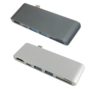 Pakeisti MacBook Tipas-C Eilė HD Converter 6-In-1 4Kx2k Hub Adapteris TF, SD Kortelių Skaitytuvas