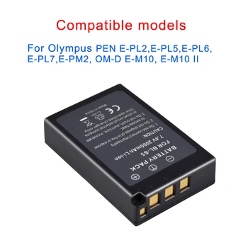 PALO fotoaparatas įkraunama batetry BL-S5 S5 BLS5 7.4 V 2000mah Li-ion baterija skirta Olympus E-PL2/E-PL1s/EPL2EPLI2/EPL5 ebs.