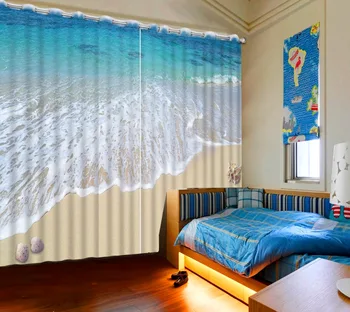 Paplūdimys bangos užuolaidos Prabanga Blackout 3D Langų Užuolaidas Kambarį Miegamojo Užuolaidos cortinas Rideaux Individualų dydį