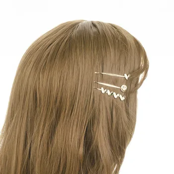 Paprastas Metalo Smiley Veido, Širdies Pentagram Moterų Plaukų Įrašą Mini Staigius Hairgrip Ponios Žiburių Merginos Plaukų, Nagų, Plaukų Aksesuaras