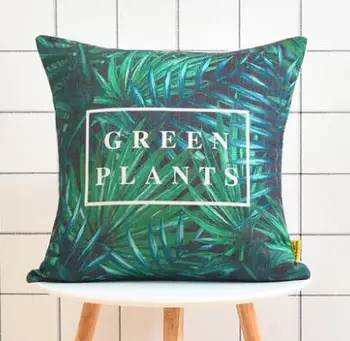 Paprastas tamsiai žalios stiliaus augalai spausdinti pagalvėlė padengti medvilnės skalbiniai mesti pagalvės užvalkalą juosmens pagalvę padengti namų puošybai