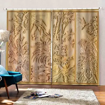 Paramos bambuko užuolaidos Miegamajame 3D Lango Užuolaidėlė Prabanga kambarį papuošti Cortina