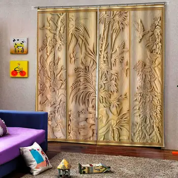 Paramos bambuko užuolaidos Miegamajame 3D Lango Užuolaidėlė Prabanga kambarį papuošti Cortina