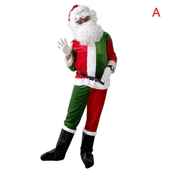 Patvarus Kalėdų Senelio Kostiumas Rinkinys Vyrams Kalėdų Šalies Aprangą Cosplay Suknelė HYD88