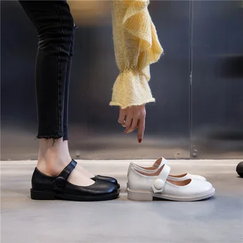 Pavasario 2021 naujas Mary Jane moterų batai šviesos burną atsitiktinis mados batai moterims apvalią galvutę sporto odos vieno bateliai moterims