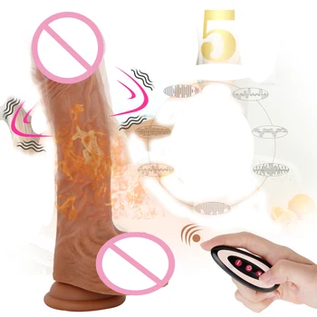 Pažangios šildymo wireless multi-dažnio vibracijos tikroviška silikono vibratorius dildo masturbacija G-spot makšties sekso žaislas