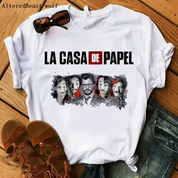 Pinigų Heist marškinėliai namas Popieriaus La Casa De Papel 2019 Marškinėliai Moterims Vasaros Atsitiktinis, madinga marškinėliai trumpomis rankovėmis viršūnes tee