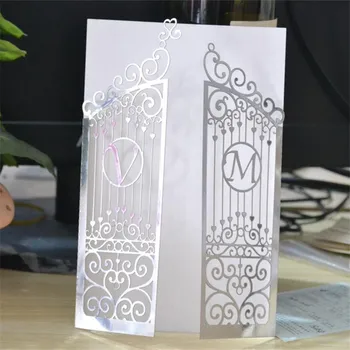 Pjovimas lazeriu vartų stiliaus užsakymą inicialai vestuvių kvietimai