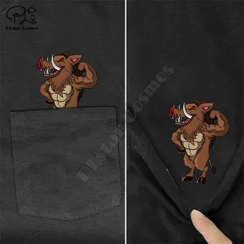 PLstar Kosmosas Marškinėliai Mados vasaros kišenėje šernas atspausdintas t-shirt vyrams, moterims marškinėliai topai juokinga medvilnės tees lašas laivybos