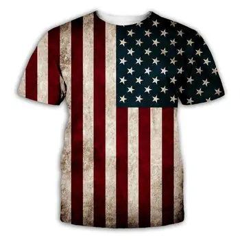 PLstar Kosmosas Naujas JAV Vėliava T-shirt Vyrams / Moterims Seksualus 3d Marškinėlius Spausdinti Dryžuotas Amerikos Vėliava Vyrų T-shirt Vasaros Viršūnes Tees