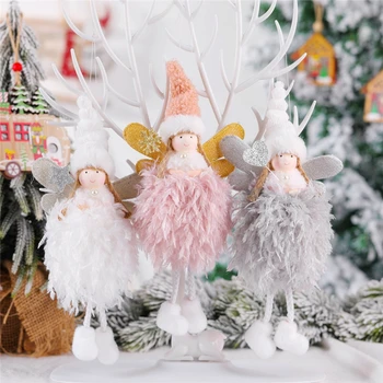 Plunksnų Angel Doll Pakabučiai Kalėdų Medžio Apdaila Kabantys Papuošalai Amatų Dovana Kalėdų Naujųjų Metų Šaliai Vestuvių Namų Dekoro 63287