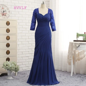 Plus Size Royal Blue Motina Nuotakos Suknelės Undinė 3/4 Rankovėmis Ir Nėrinių Ilgas Vakarines Sukneles Mamos Suknelės, Vestuvių