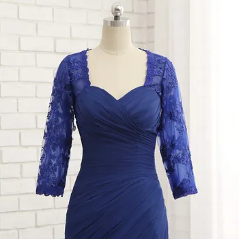 Plus Size Royal Blue Motina Nuotakos Suknelės Undinė 3/4 Rankovėmis Ir Nėrinių Ilgas Vakarines Sukneles Mamos Suknelės, Vestuvių