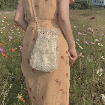 Populiarus vieno pečių kuprinė mergina mezgimo pearl maišelį vasarą 2021 mažas pasakų lagaminų laikiklis zawalcowany maišas maišas burną krepšys