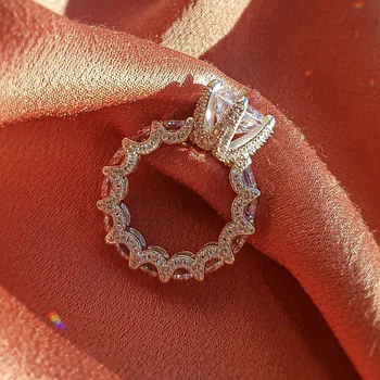 Prabanga 925 Sterlingas Sidabro Drakono nagai, Žiedai Moterims, Rankų darbo 3ct Imituojamas Diamond Vestuvės Vestuvinis Žiedas Papuošalai dovana