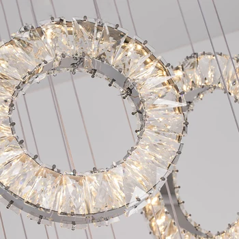 Prabangūs modernios led šviestuvo už kambarį ilgai laiptai žiedas crystal šviesos rungtynių didelių namų dekoro cristal patalpų apšvietimas