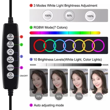 PULUZ 10 Colių 26cm RGBW LED Selfie Žiedas Šviesos 