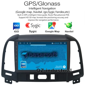 QZ industial HD 9inch Android 8.1 T3 Automobilių DVD Grotuvas Hyundai santa fe 3holes/4holes su Radijo GPS, 3G, 4G, WIFI, Navigacija RDS