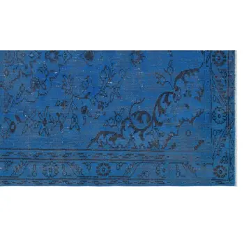 Rankų darbo Blue Vintage Overdyed turkijos Plotas Kilimas 163x279 Cm-5'4