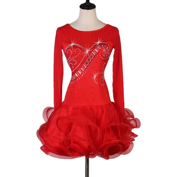 Raudona lotynų šokių suknelė moterims mergaitė vaikams, tango, samba rumba lotynų šokių konkurencijos suknelės lotynų šokių kostiumus moterims mergina