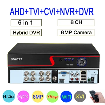 Raudona Skydo Xmeye Hi3531D 8CH 8MP 4K H. 265+ Audio Hibridas Bendraašius 6 1 XVI TVI CVI NVR HAINAUT CCTV DVR Stebėjimo Vaizdo įrašymas