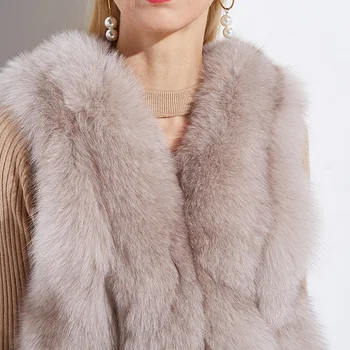 Realių Moterų Mados Kailio Liemenė Originali Fox Fur Coat Žiemą Šilta Trumpa Striukė, Marškinėliai moterims 2020 Natūralių Kailių Y-1939 s