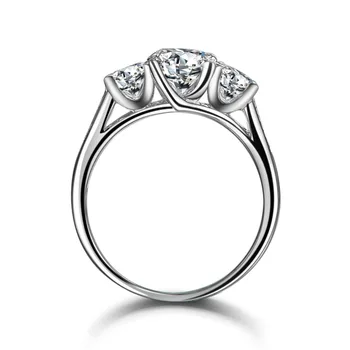 Retro Žiedas Kietas Sidabro 1.7 CT 18K Baltu Auksu 3 Akmenų Deimantų Žiedas Moterims 3Stone Papuošalai Dalyvavimą Prabangių Papuošalų 925