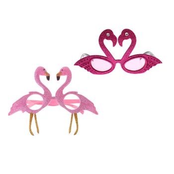 Rinkinys 2vnt Mados Atogrąžų Flamingo Akiniai nuo saulės Rausva Rožė Purpurinė Cosplay Kostiumų Karnavalas Šalies Akiniai Photo Booth