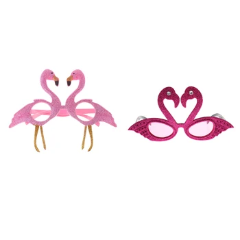 Rinkinys 2vnt Mados Atogrąžų Flamingo Akiniai nuo saulės Rausva Rožė Purpurinė Cosplay Kostiumų Karnavalas Šalies Akiniai Photo Booth