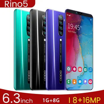 Rino5 6.3-Colių Android Išmanusis telefonas 1G+8G Didelis Ekranas Smartfon 8Mp Priekinis Fotoaparatas 16Mp Galinio vaizdo Kamera