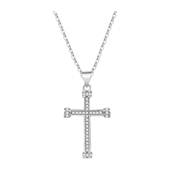ROLILASON Klasikinis dizainerio Kryžiaus didmeninės sidabro spalvos cirkonis karoliai, pakabučiai, pentagram bižuterijos LN701