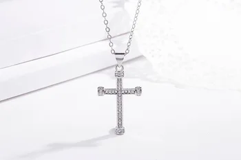 ROLILASON Klasikinis dizainerio Kryžiaus didmeninės sidabro spalvos cirkonis karoliai, pakabučiai, pentagram bižuterijos LN701
