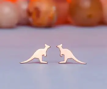 Rose Aukso Kengūros Earings Bižuterijos 2019 Nerūdijančio Plieno Australijos Gyvūnų Stud Auskarai Mama, Dovana, Nikelio Nemokamai