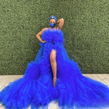 Royal Blue Sodrus Nuotakos Suknelė Tiulio Chalatai Moterims Motinystės Tiulio Suknelė Už Nuotrauką Šaudyti Suknelės Su Ilgomis Traukinio Oficialų Perdangos Suknelė
