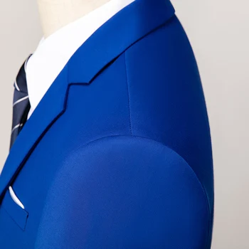 Rsfocus 3 Gabalas Royal Blue Vestuvių Kostiumą Vyrų 2020 Kostiumas Homme Mariage Klasikinis Mens Oficialių Verslo Kostiumai Prom Šalis Nešioti TZ089