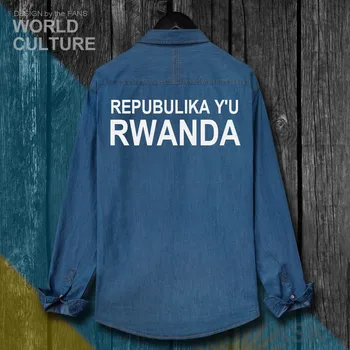 Ruanda Ruandos Ruanda RWA RW Vyrų Vėliavos Drabužių Rudens Medvilnės ilgomis Rankovėmis Kaubojus Kailis Mados Turn-žemyn Apykaklės Džinsai, Marškinėliai, Topai