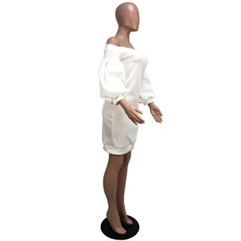 Rudens Suknelės Baltos off peties Apykakle ilgomis Rankovėmis Moterų Suknelė Office Lady Bodycon Seksualus, Elegantiškas Šalis Midi Pieštuku suknelė
