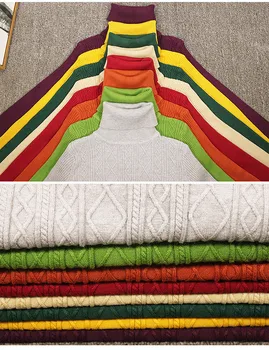 Rudens Žiemos Golfo Puloveriai Megztiniai Gruntas marškinėliai ilgomis rankovėmis Trumpą korėjos Slim-fit stora megztinis Traukti Femme H73104