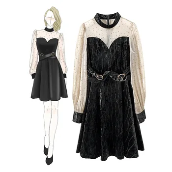 Rudenį nauja suknelė garsenybių stiliaus atitikimo aksomo sijonas Nanyou boutique moterų 2090810