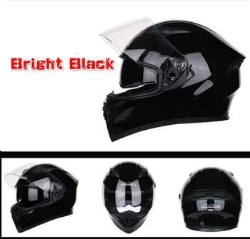 Ryškiai Juodas Stilingas Keturių Sezonas Dvigubai Shield Motociklo ŠALMAS DOT Patvirtintas ECE Apversti Aukštyn Motociklo ŠALMAS Motociklų