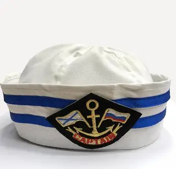 Sailor Skrybėlę su Inkaro Vaikų, Suaugusiųjų Šalies Kostiumų Jachta Valtis Laivo Išsiuvinėti Sailor Bžūp Cosplay Veiklos Rekvizitai balta