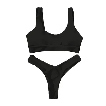 Seksualus Bikini Moterų maudymosi kostiumėlį Aukšto Juosmens maudymosi Kostiumėliai Moterims, Kietas Paplūdimio Dviejų vienetų Bikini Aukštai Cut Push-Up Bather Maudymosi Kostiumas