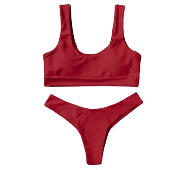 Seksualus Bikini Moterų maudymosi kostiumėlį Aukšto Juosmens maudymosi Kostiumėliai Moterims, Kietas Paplūdimio Dviejų vienetų Bikini Aukštai Cut Push-Up Bather Maudymosi Kostiumas